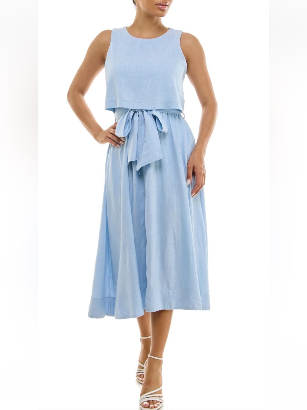New- Maison Tara Sleeveless Pop Over MIDI. Dress 👗 sz Lg